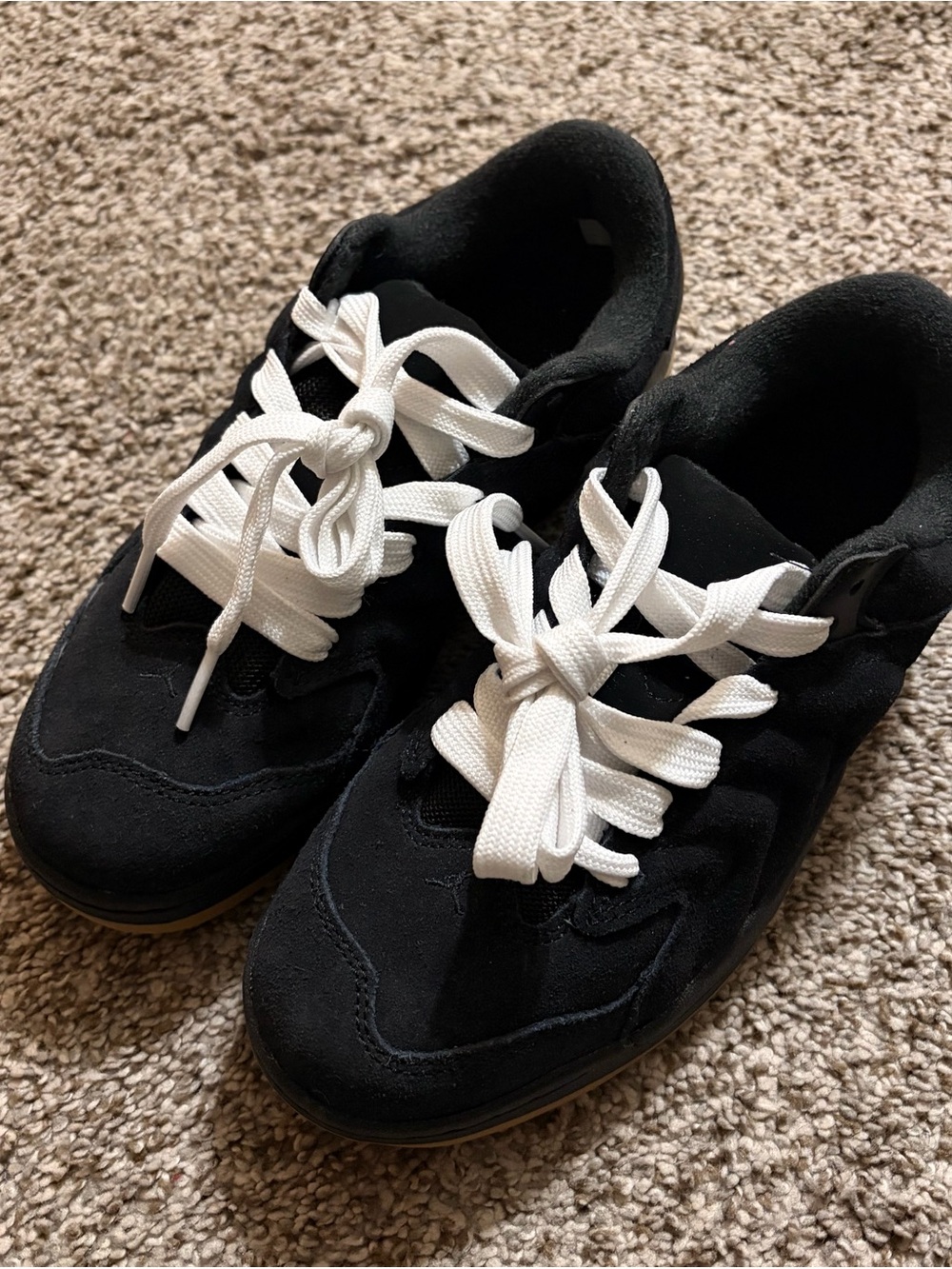 Jordan Kids Black Suede Sneakers with White Laces